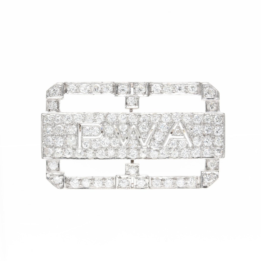 Platinum 1.75 CTW Diamond Monogram Brooch