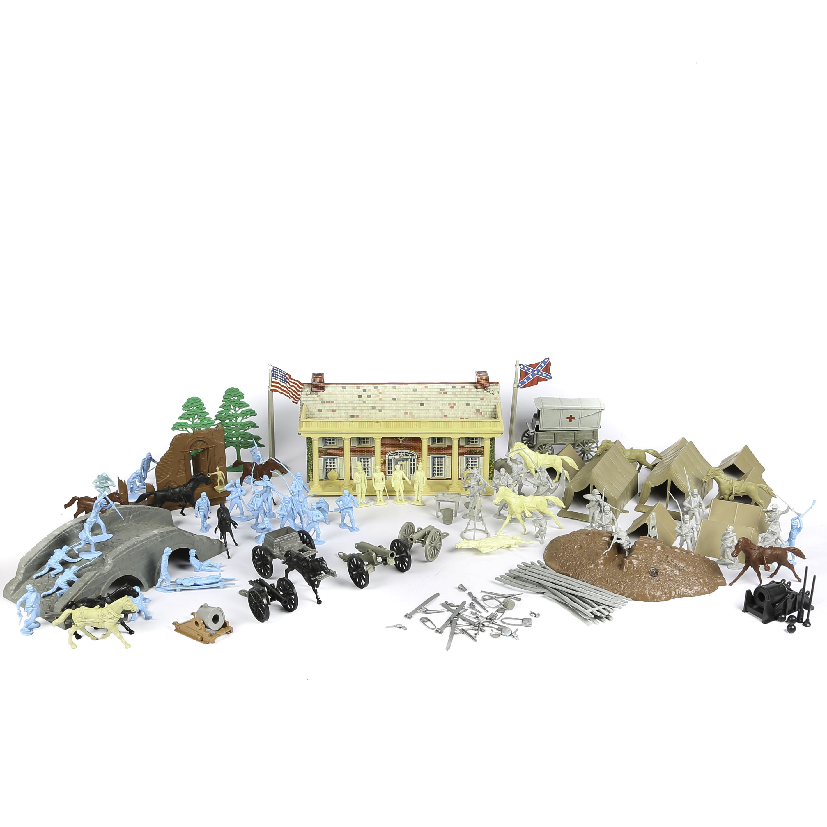 Vintage Marx 1960s Era "Blue & Gray" Battle Set