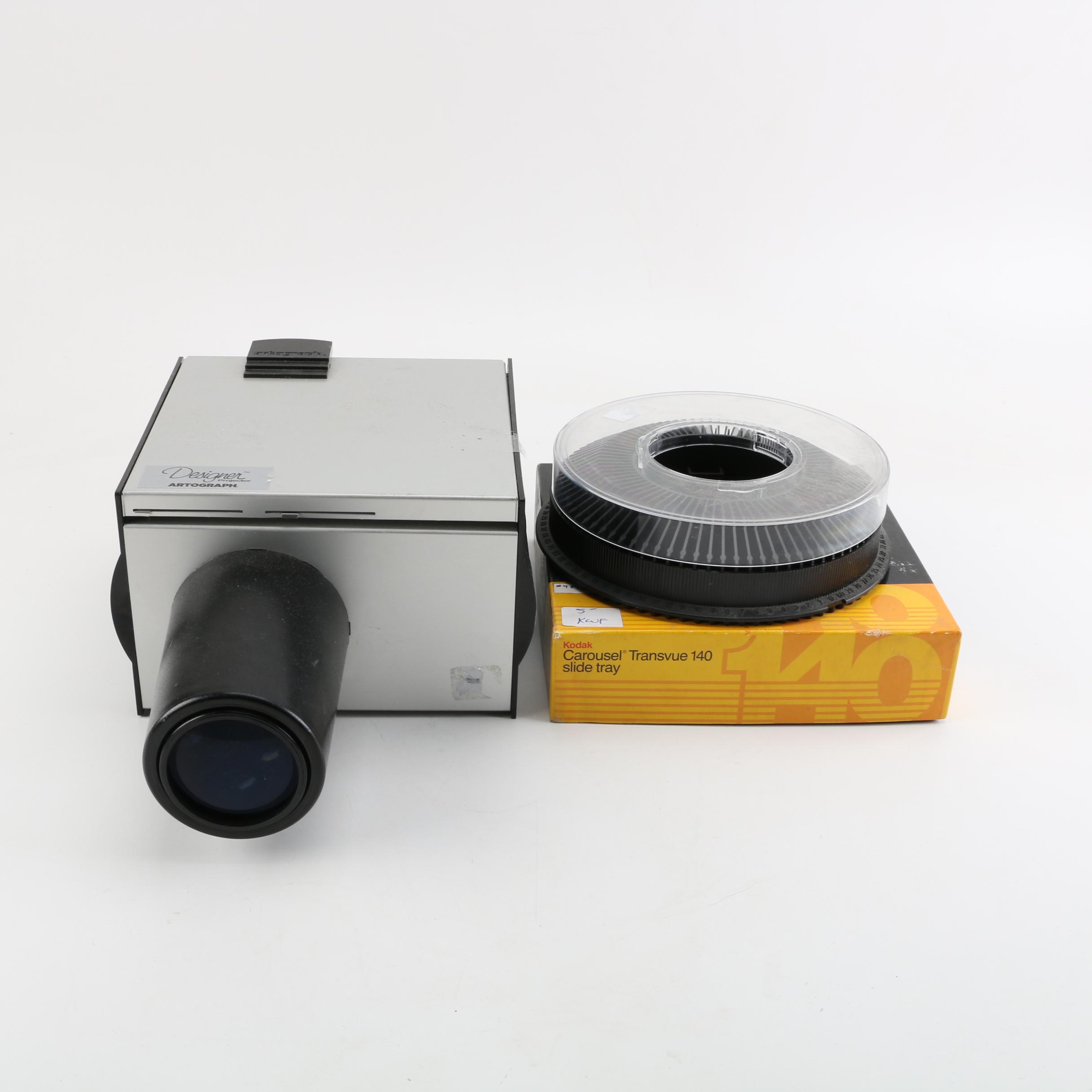 Artograph Designer Projector with Vintage Kodak Carousel Slide Trays