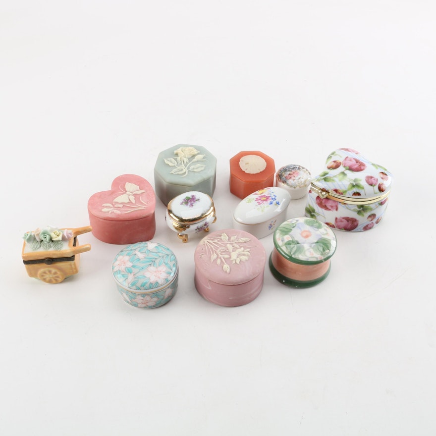 Ceramic, Porcelain and Resin Decorative Trinket Boxes