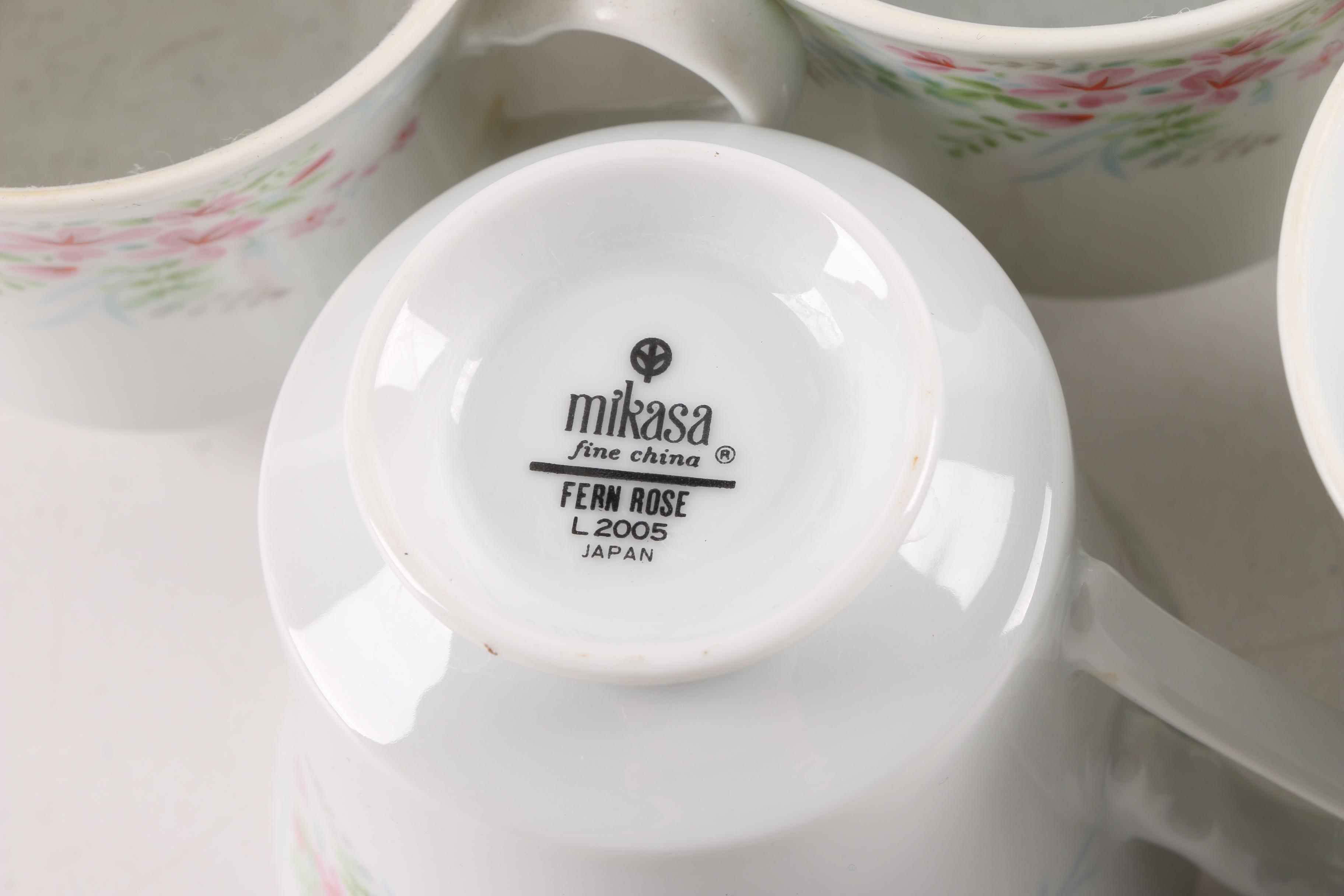 Vintage Mikasa "Fern Rose" Porcelain Dinnerware