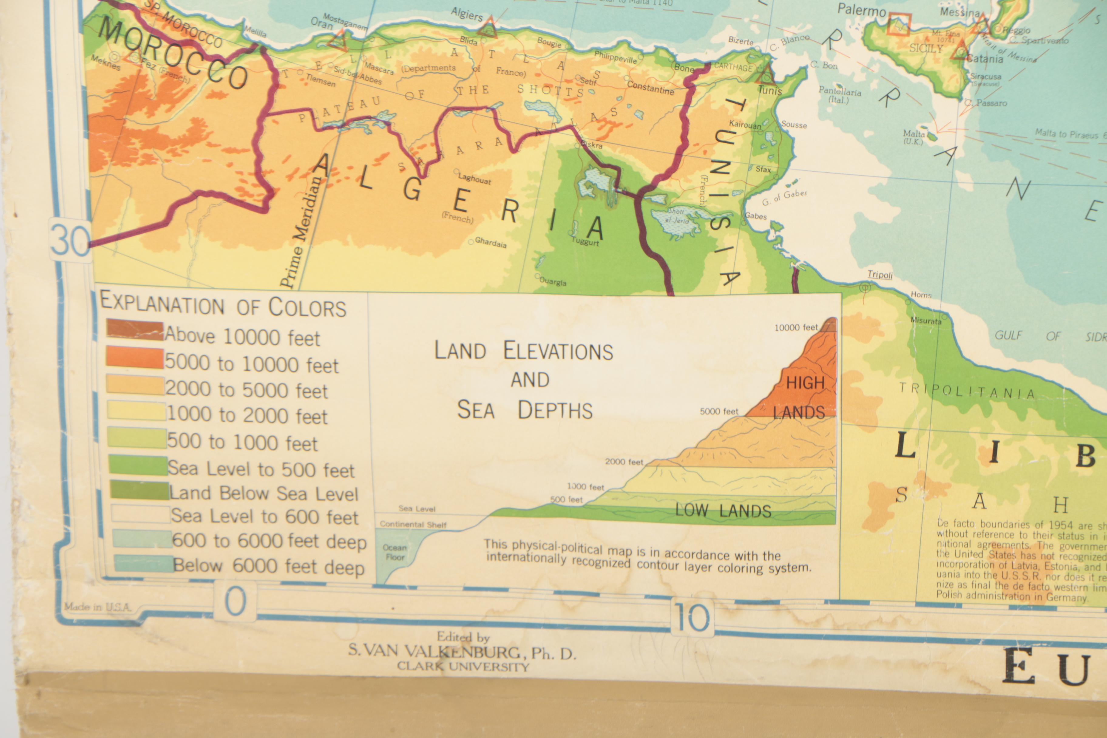 Denoyer-Geppert 1955 Political Wall Map of Europe