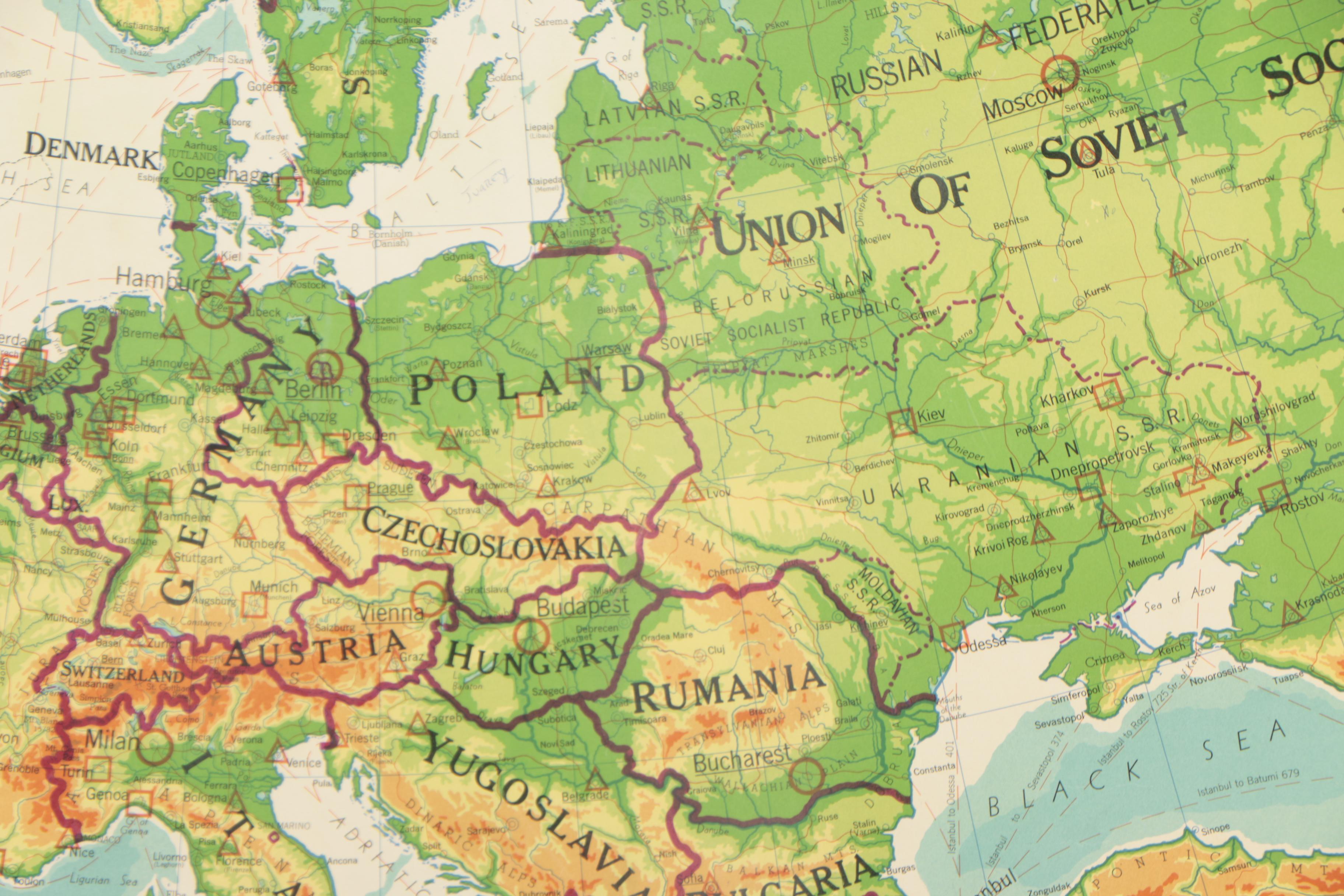 Denoyer-Geppert 1955 Political Wall Map of Europe