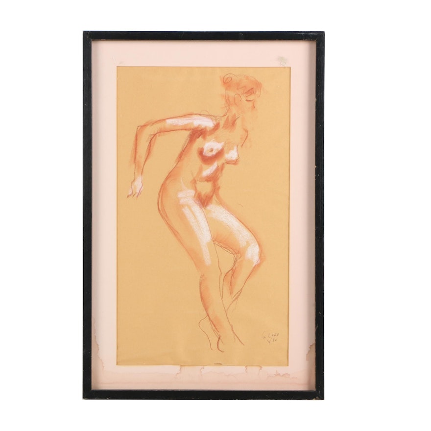 G. Lara Nude Figural Pastel Drawing