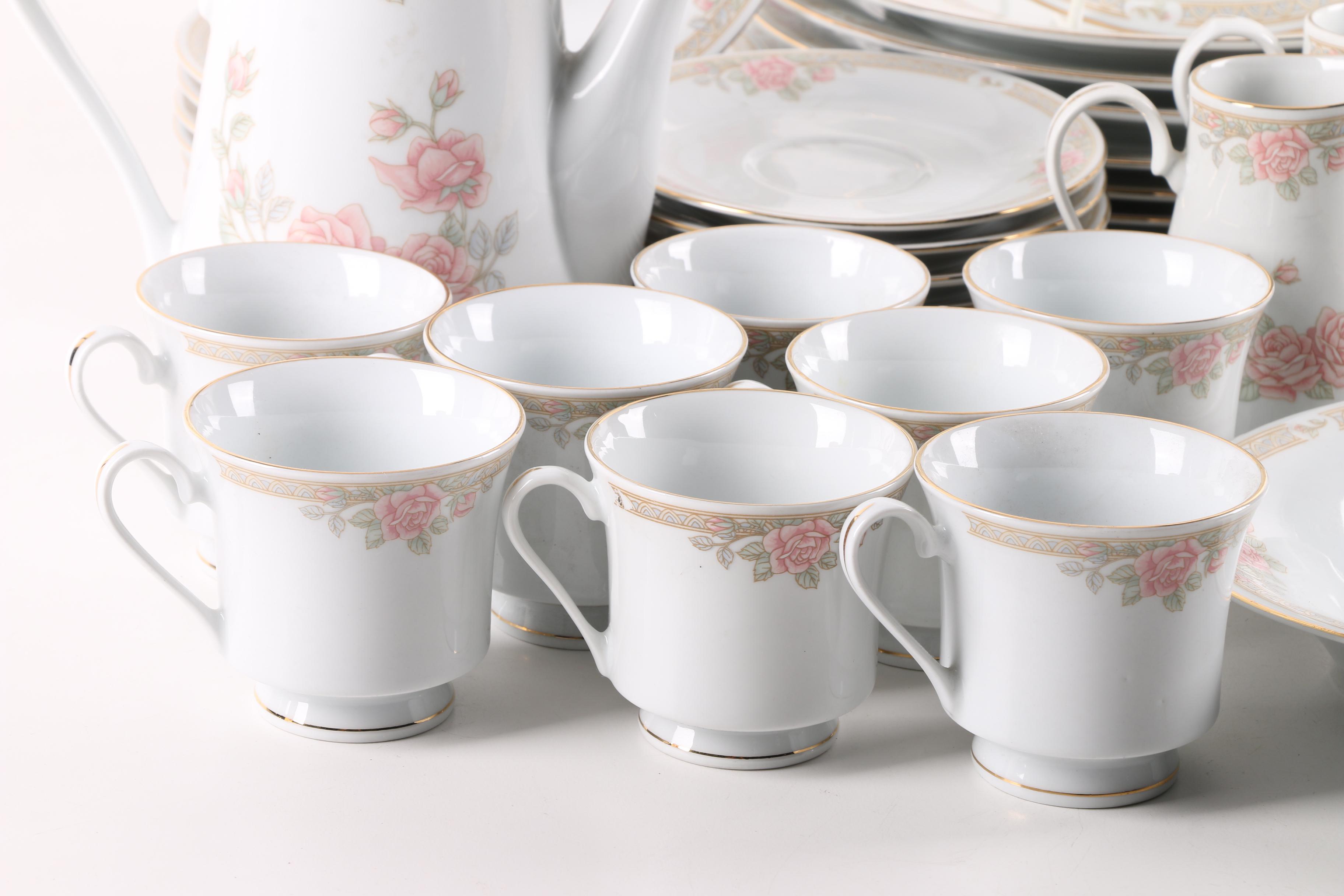 Tienshan Pink Rose Porcelain Dinnerware and Serving Dishes