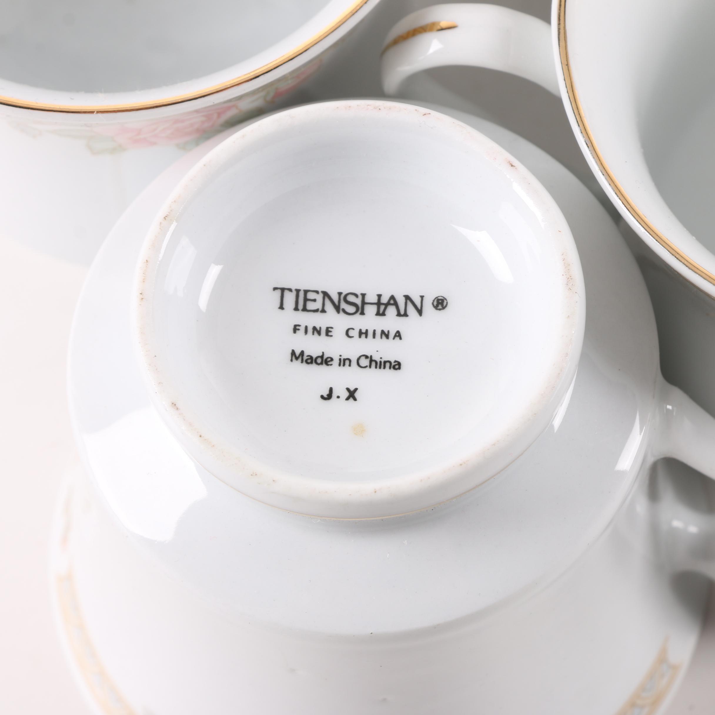 Tienshan Pink Rose Porcelain Dinnerware and Serving Dishes