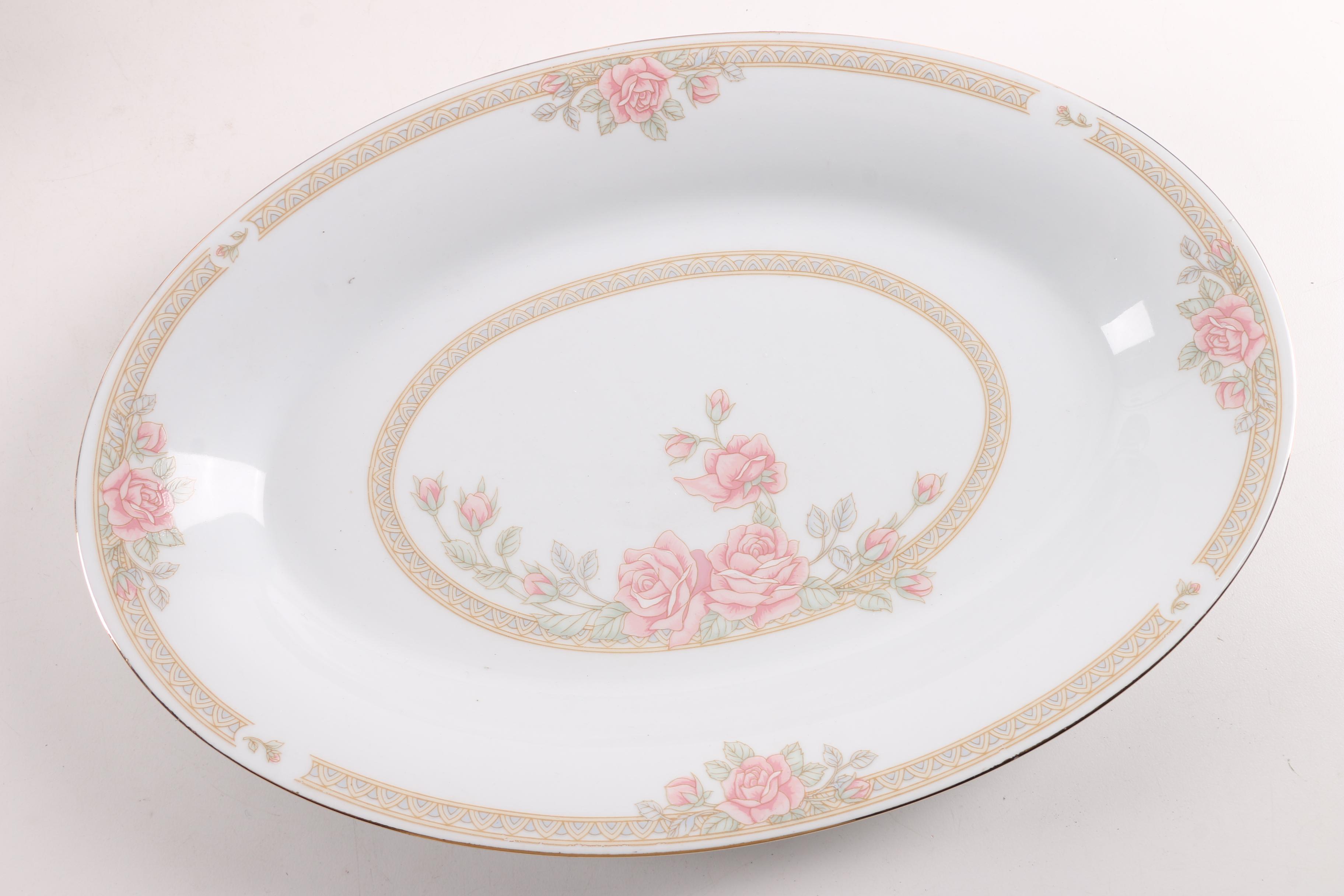 Tienshan Pink Rose Porcelain Dinnerware and Serving Dishes