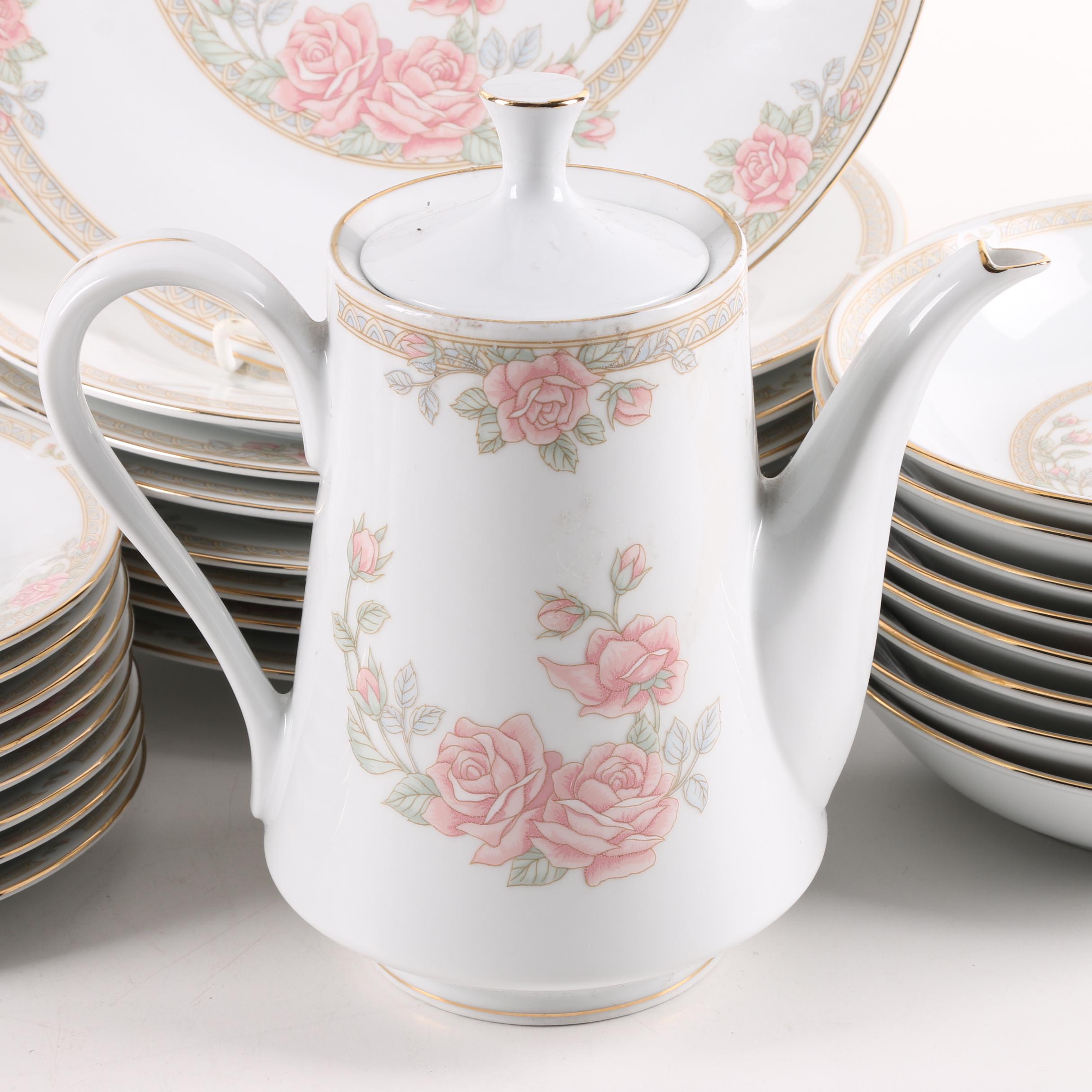 Tienshan Pink Rose Porcelain Dinnerware and Serving Dishes