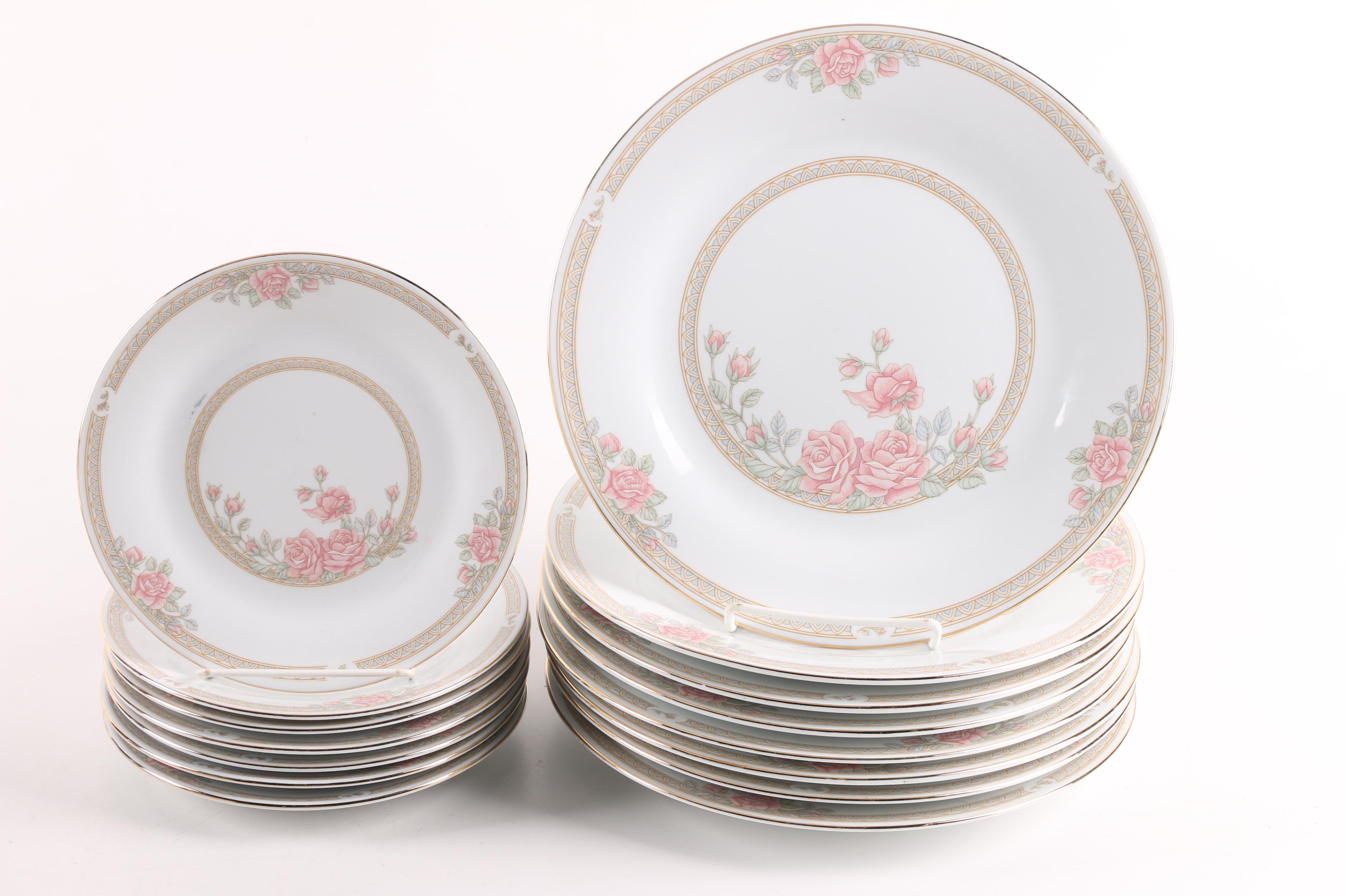 Tienshan Pink Rose Porcelain Dinnerware and Serving Dishes
