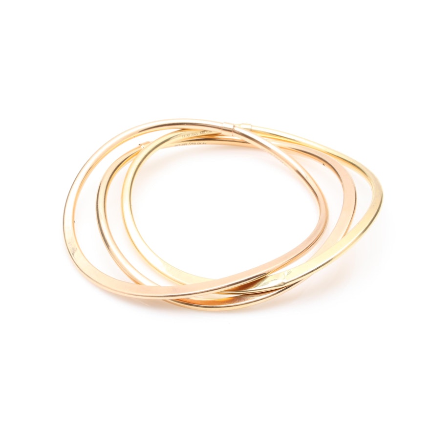 14K Yellow and Rose Gold Stackable Bangle Bracelets