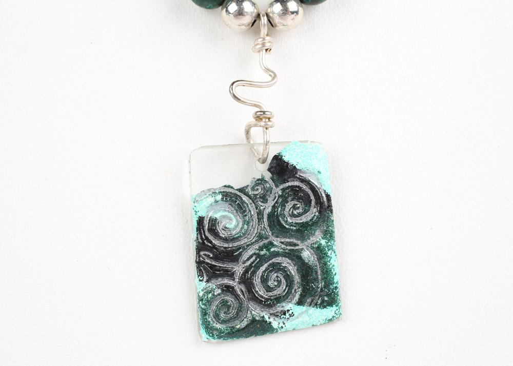 Liquid Silver, Glass, and Bead Necklace