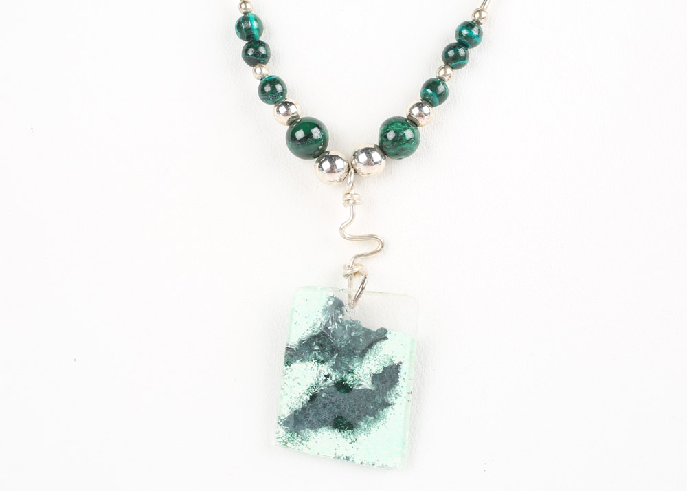 Liquid Silver, Glass, and Bead Necklace
