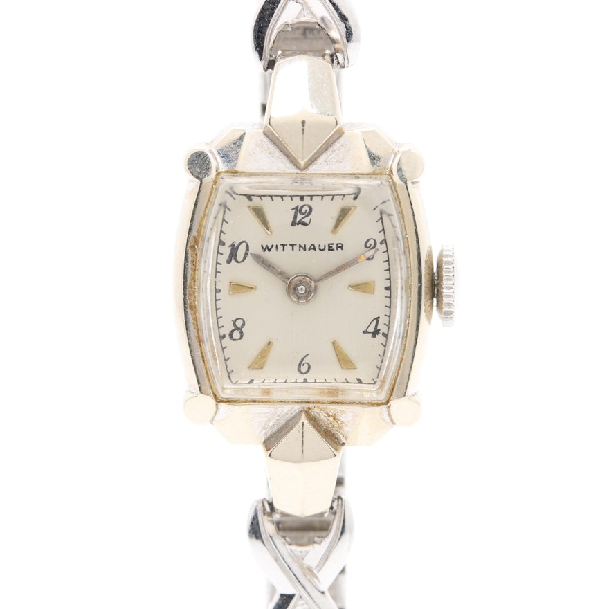 Wittnauer 14K White Gold and Stainless Steel Expansion Wristwatch