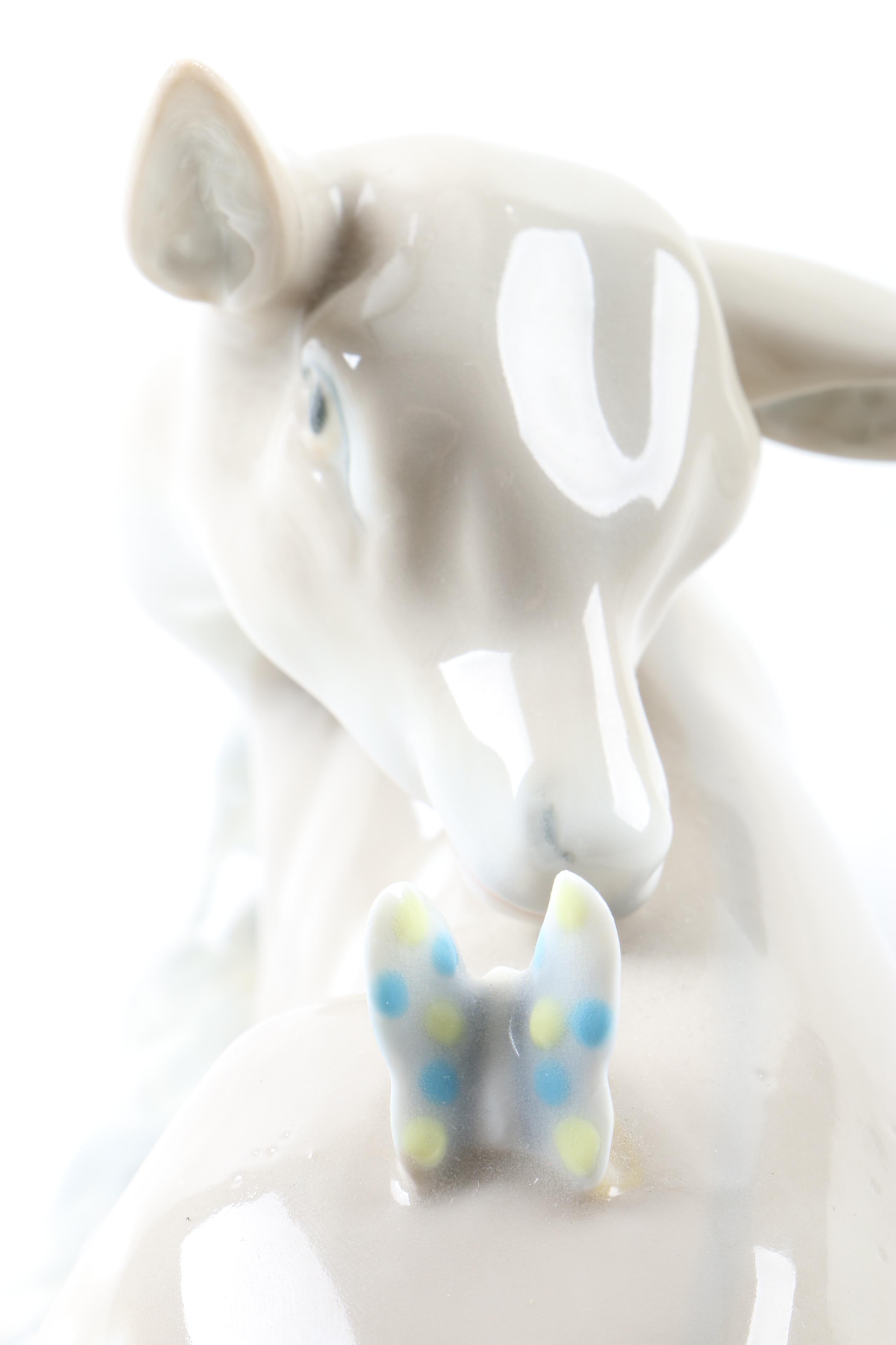 Lladró "Geese Group" and Rex Valencia "Deer with Butterfly" Figurines