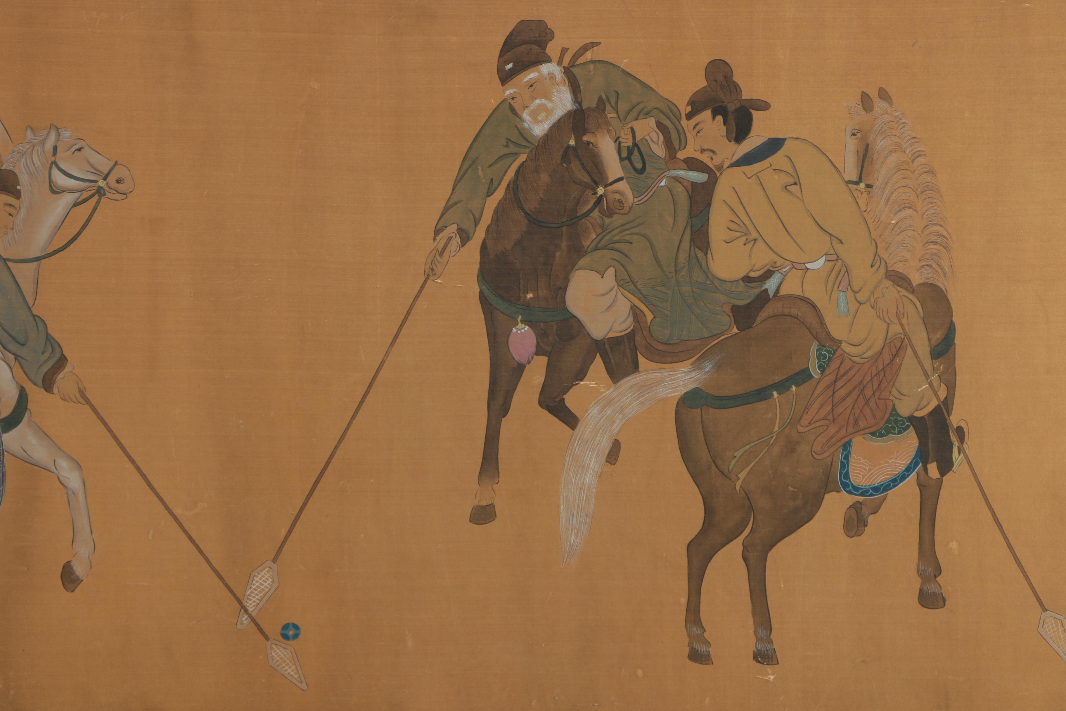 Chinese Ink and Watercolor Painting on Silk of Jiju Game