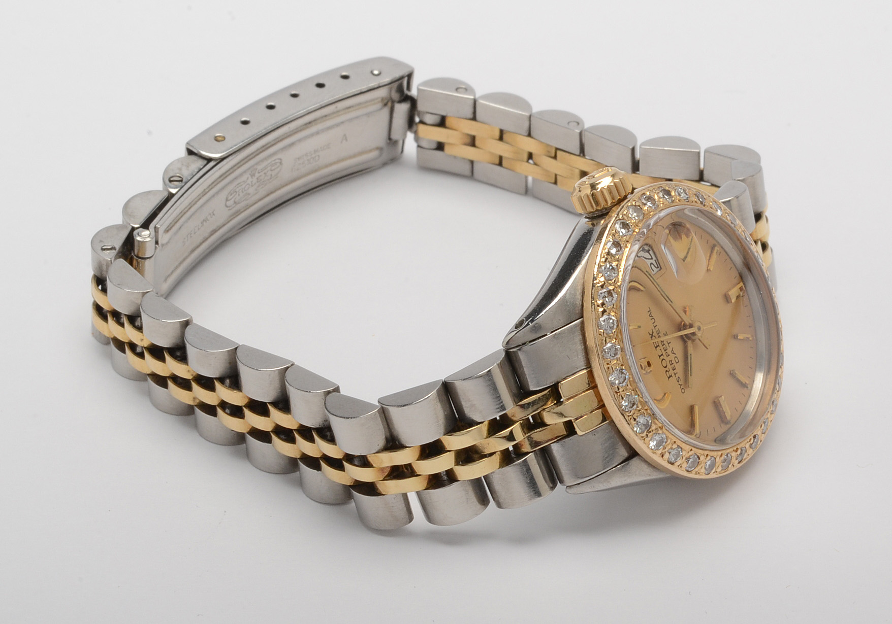 Rolex Oyster Perpetual Datejust 14K Gold Diamond Bezel Watch
