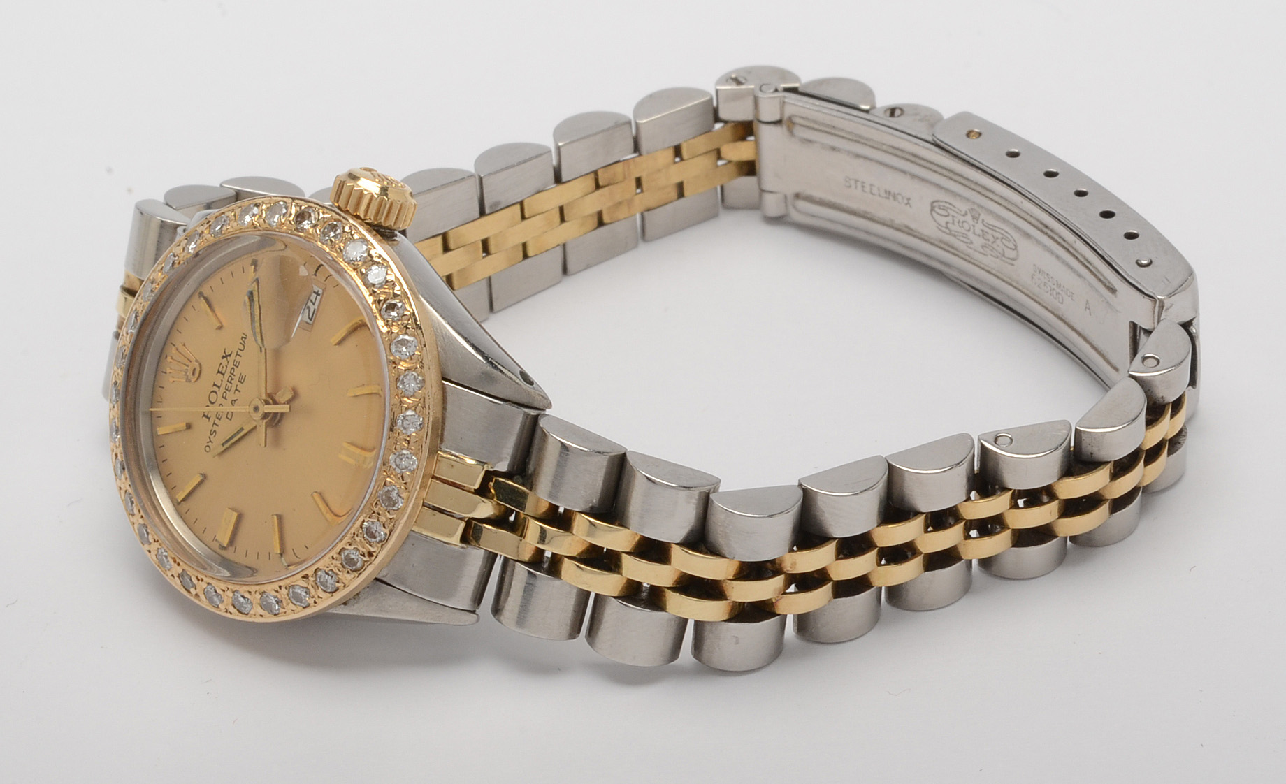 Rolex Oyster Perpetual Datejust 14K Gold Diamond Bezel Watch