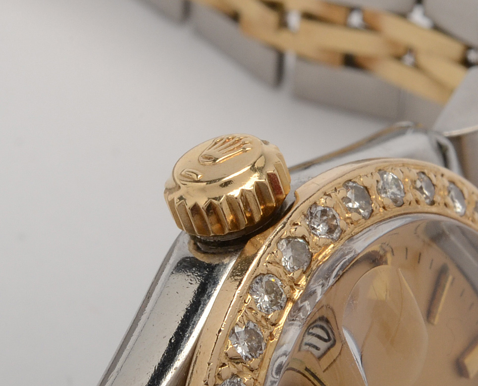 Rolex Oyster Perpetual Datejust 14K Gold Diamond Bezel Watch