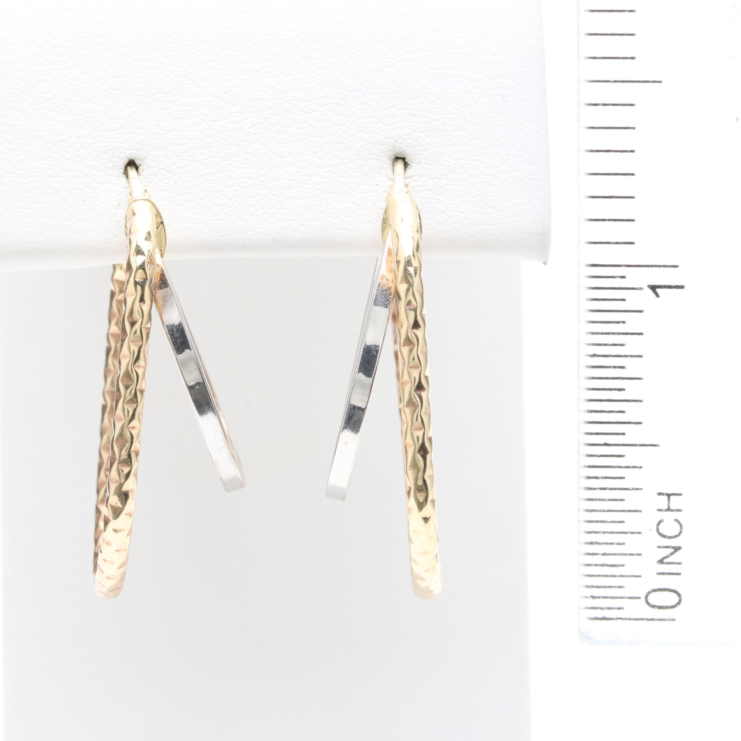14K Two Tone Gold Hoop Earrings