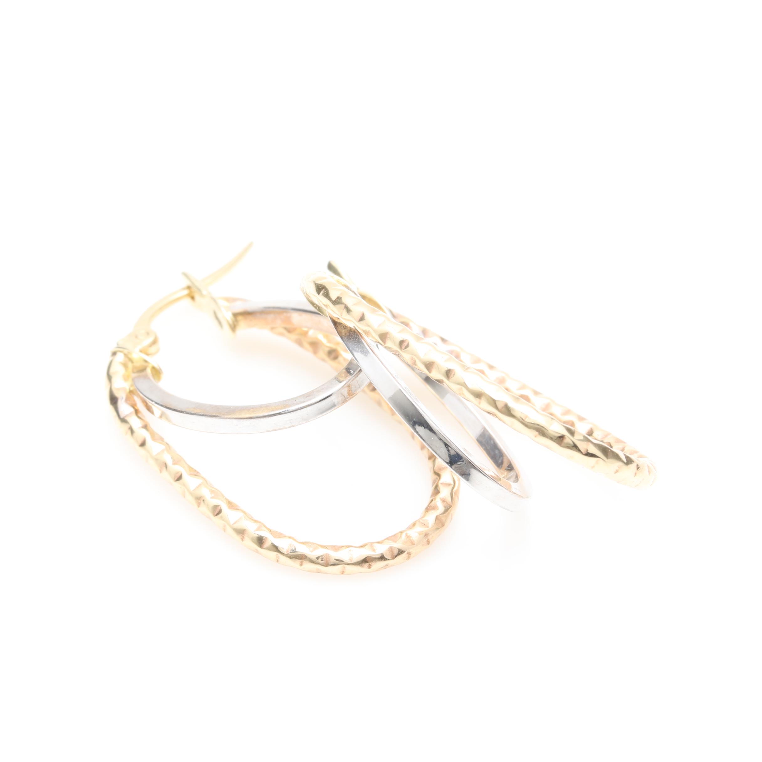 14K Two Tone Gold Hoop Earrings