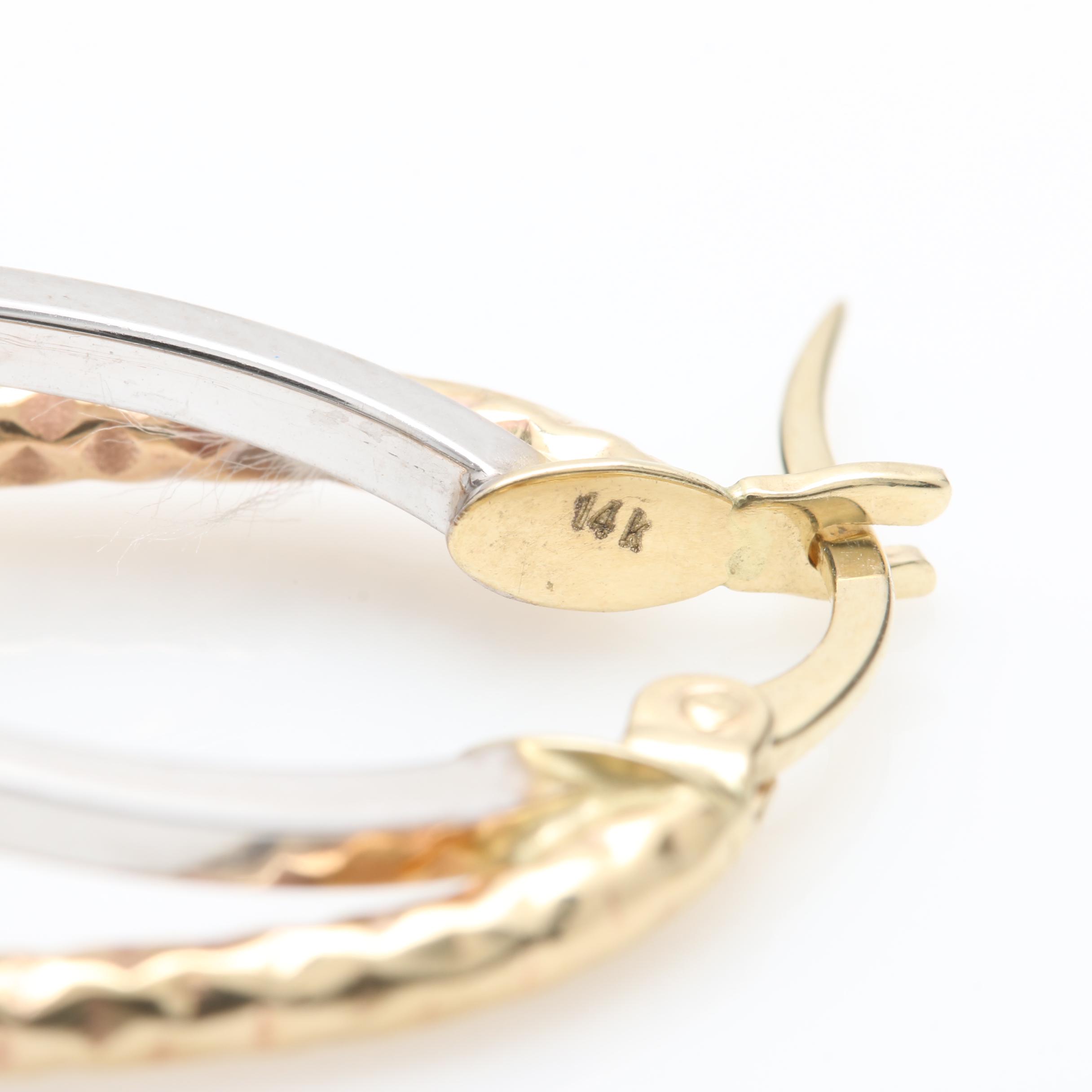 14K Two Tone Gold Hoop Earrings