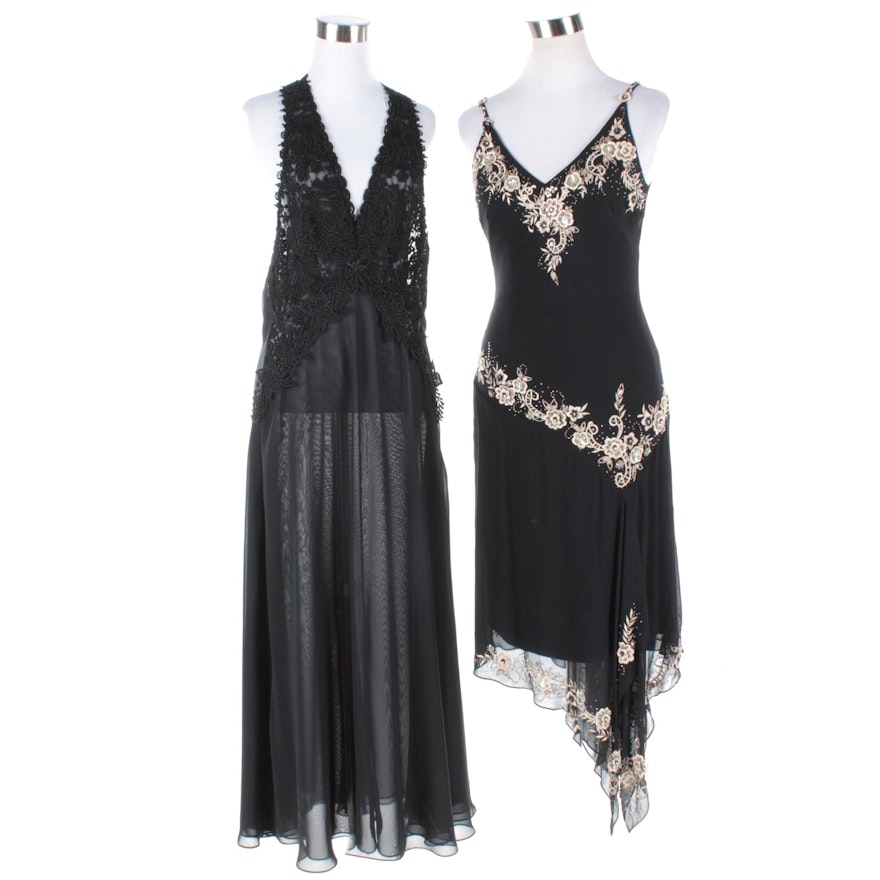 Cache Embroidered and Beaded Evening Dress and Vintage Flora Nikrooz Negligee