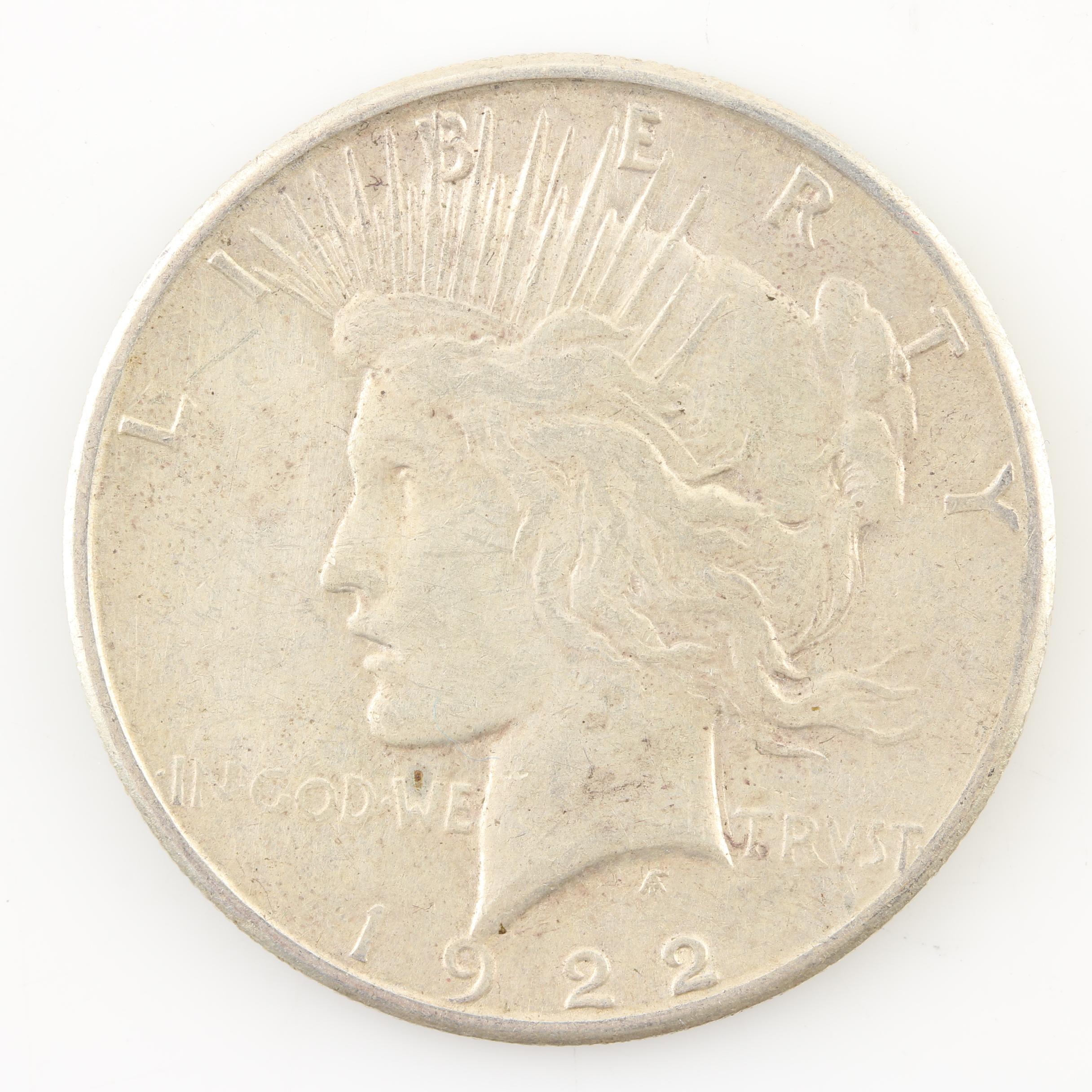 Five Peace Silver Dollars