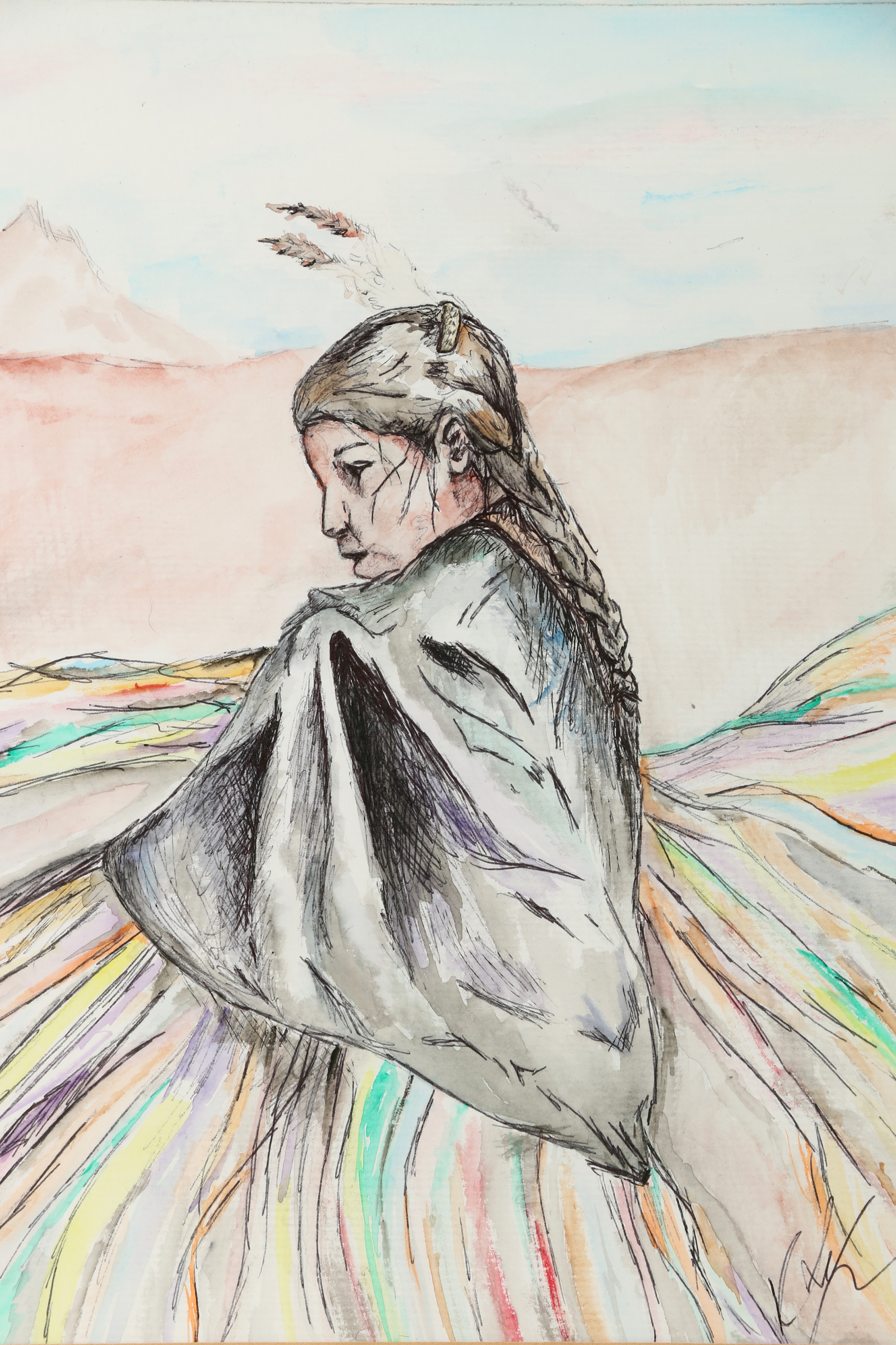 Kristiana Yager Watercolor Painting "Fancy Shawl Dance"