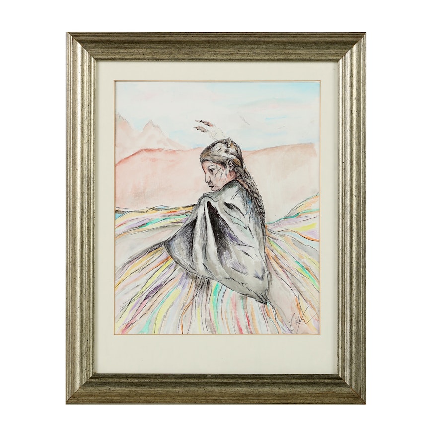 Kristiana Yager Watercolor Painting "Fancy Shawl Dance"