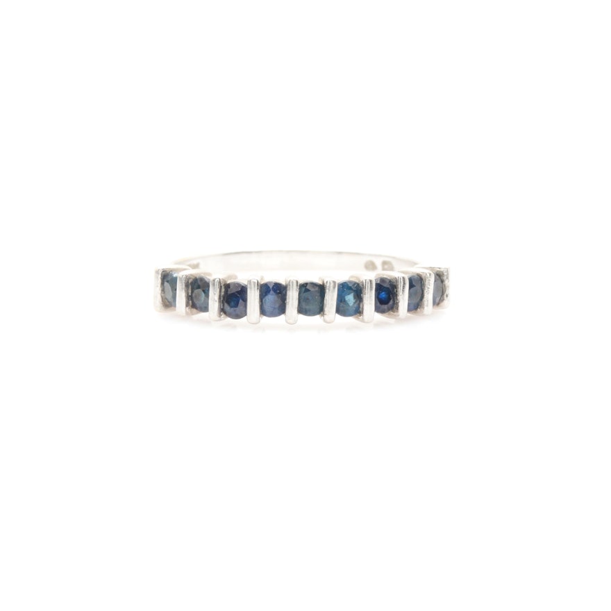 14K White Gold Channel Set Sapphire Band