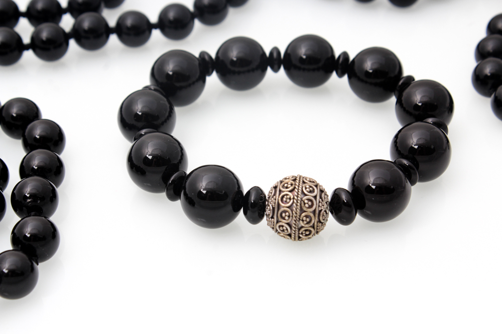 Onyx Beaded Necklace and Bracelet