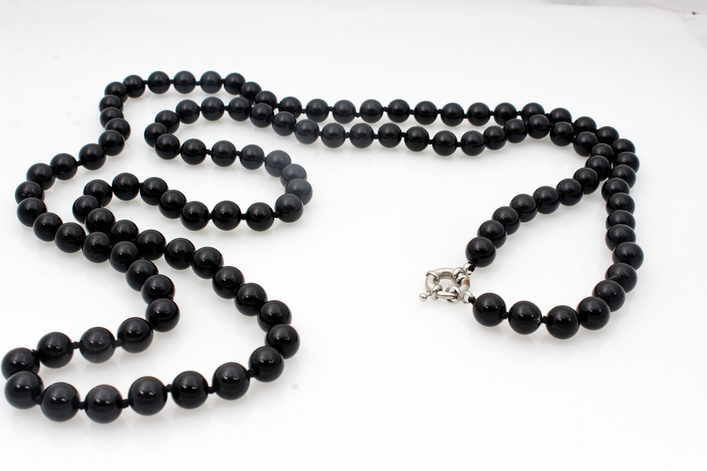 Onyx Beaded Necklace and Bracelet