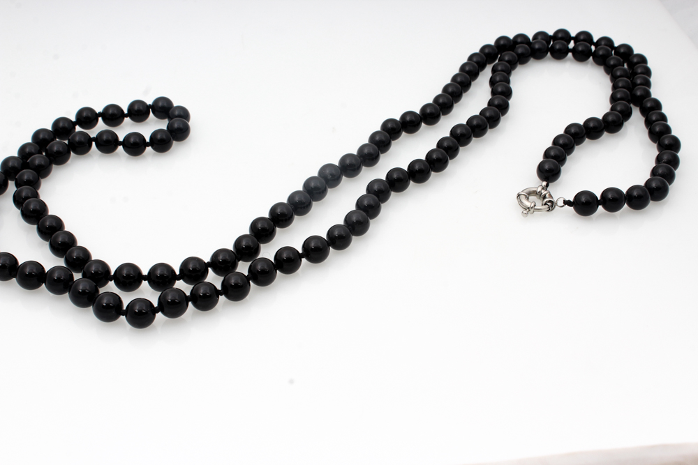 Onyx Beaded Necklace and Bracelet