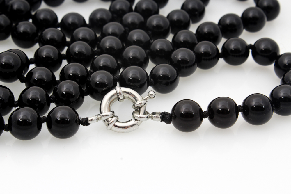 Onyx Beaded Necklace and Bracelet