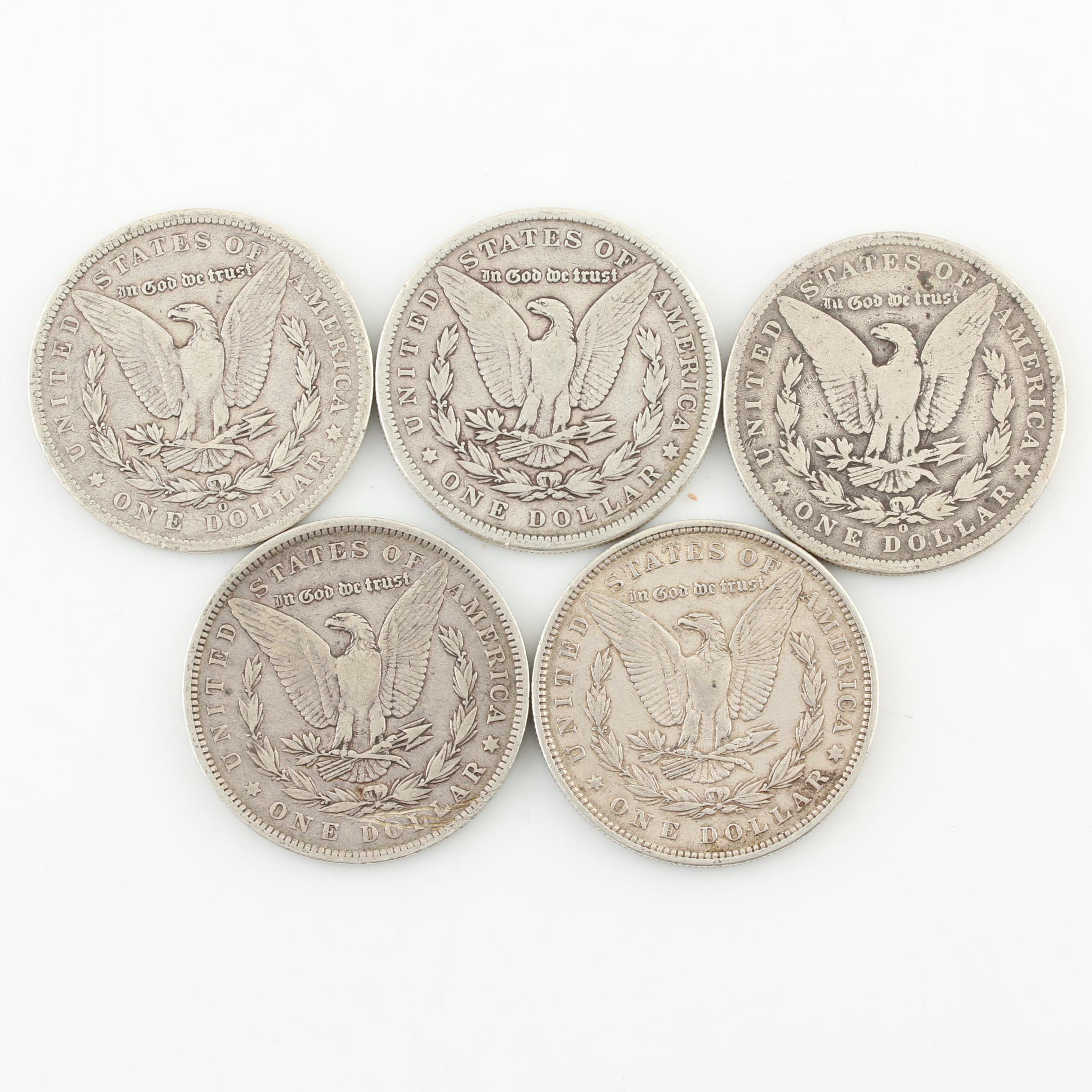Five Morgan Silver Dollars
