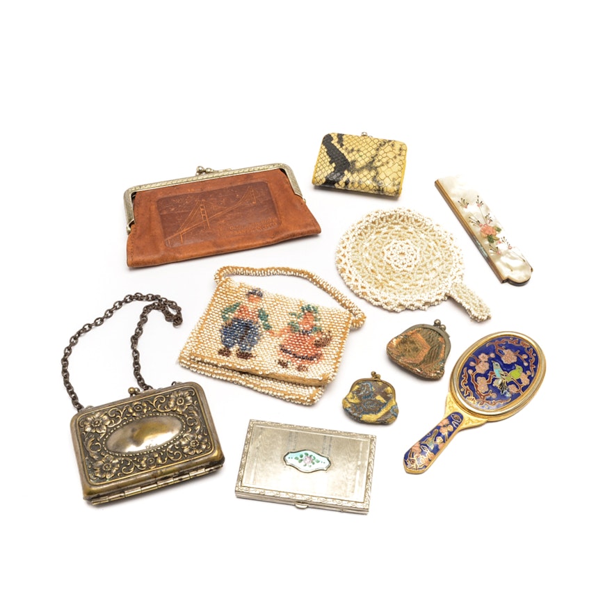 Collection of Vintage Coin Purses, Calling Card Holders and Accessories