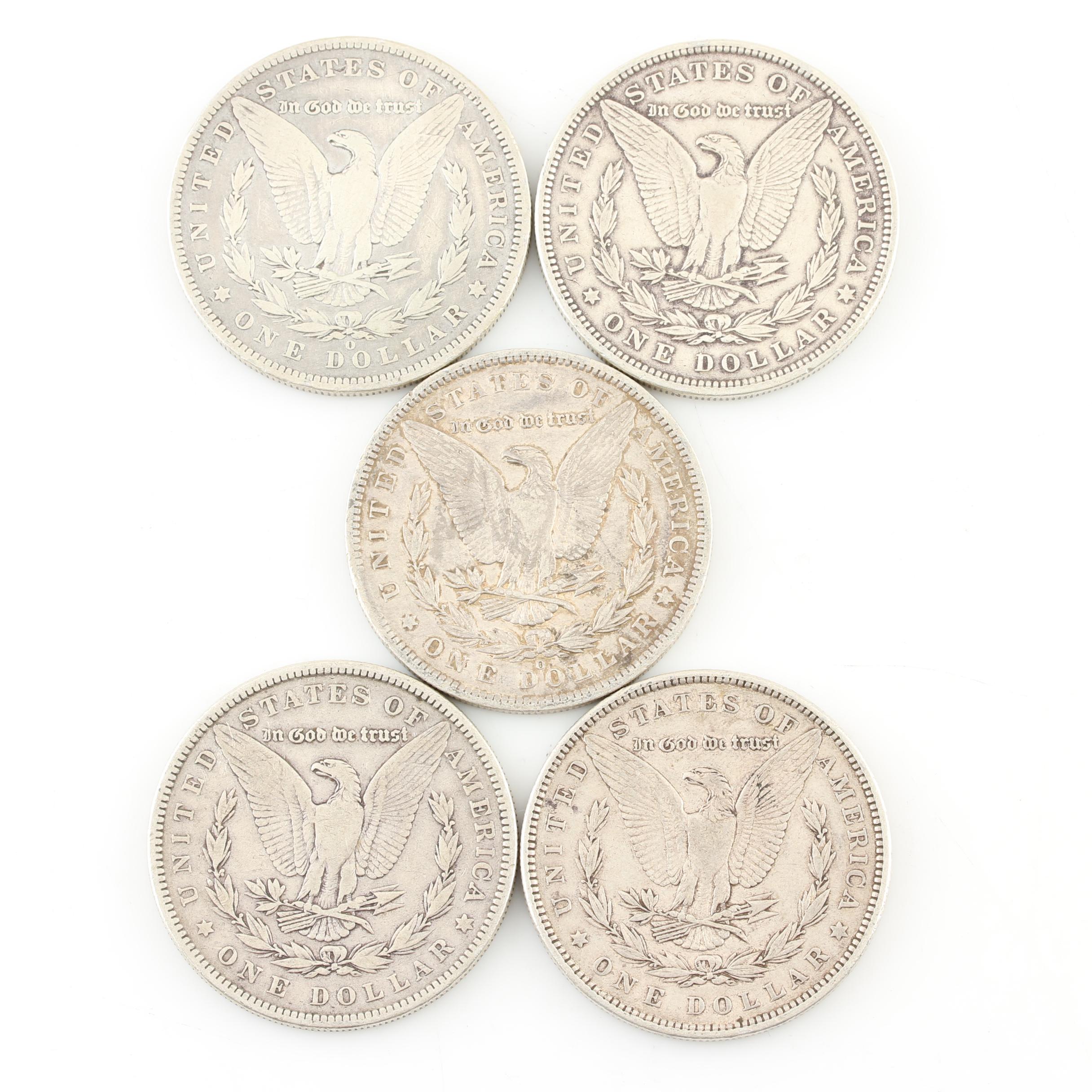 Five Morgan Silver Dollars