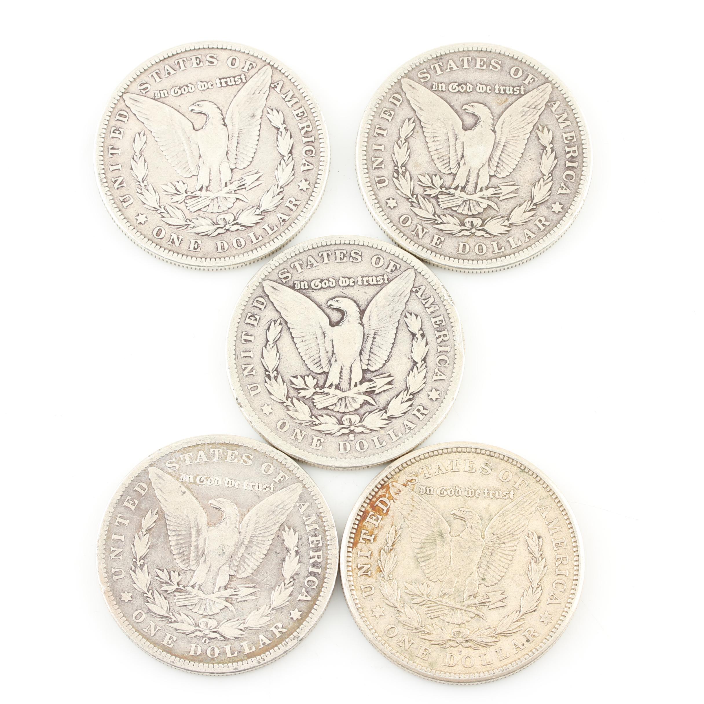Five Morgan Silver Dollars