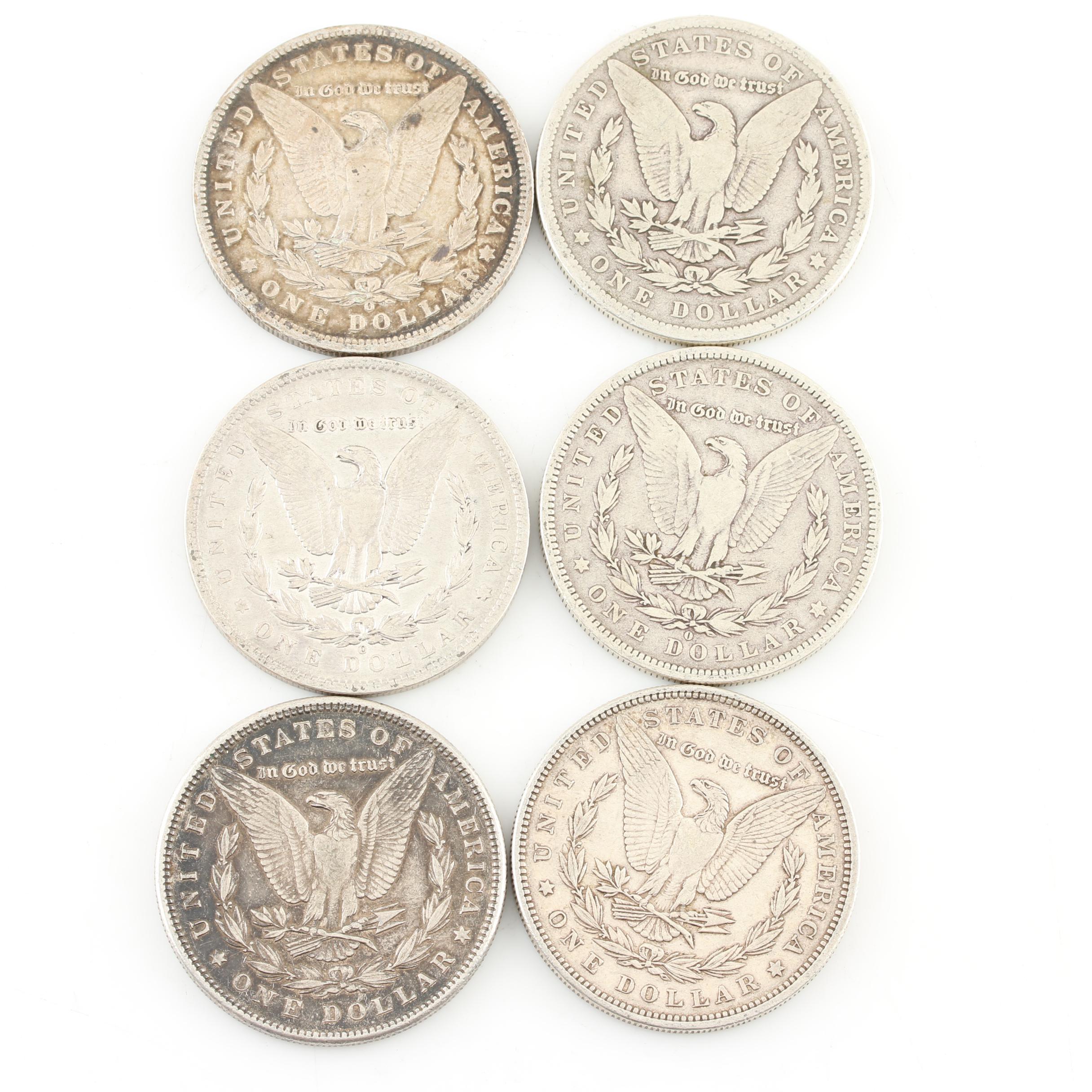 Six Morgan Silver Dollars