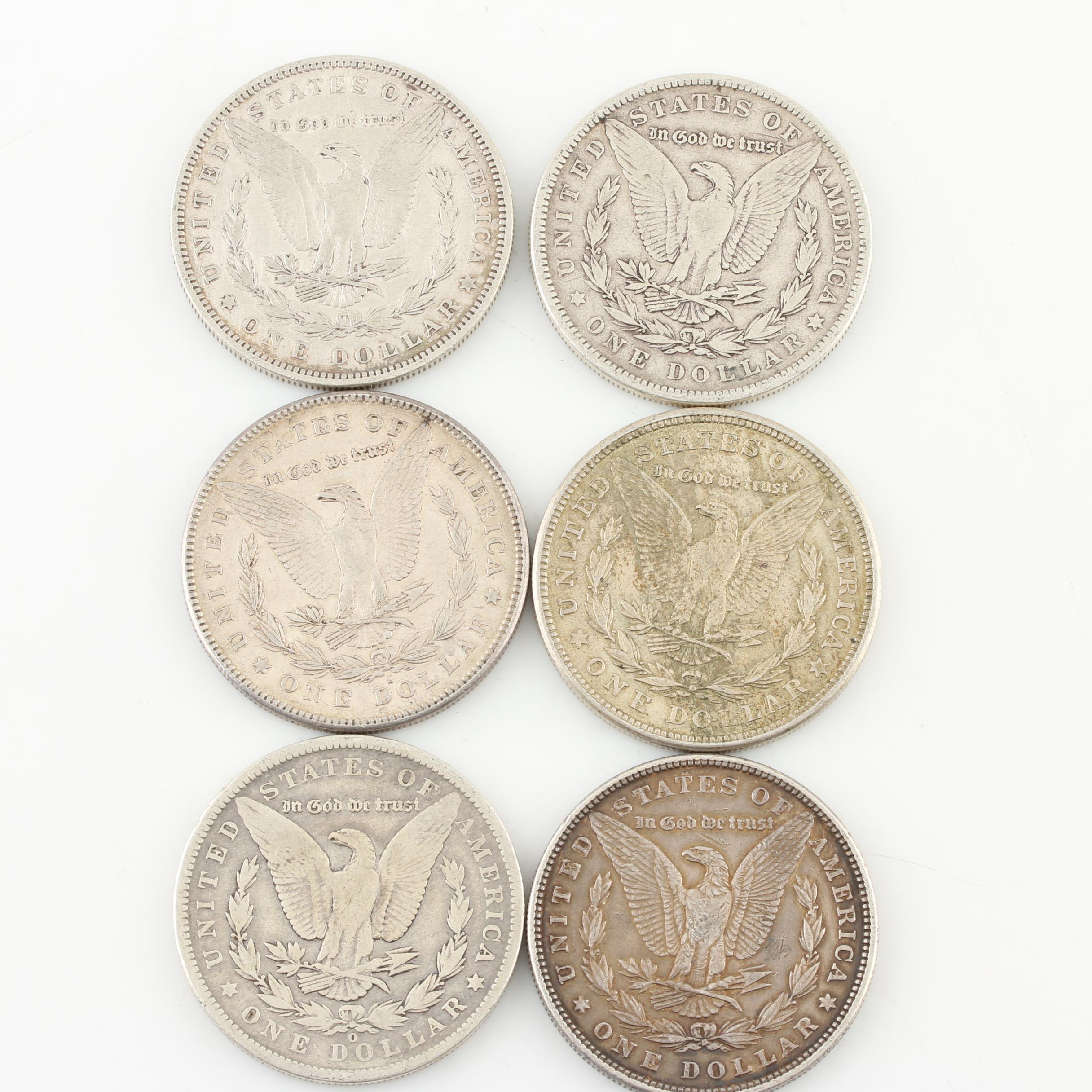 Six Morgan Silver Dollars