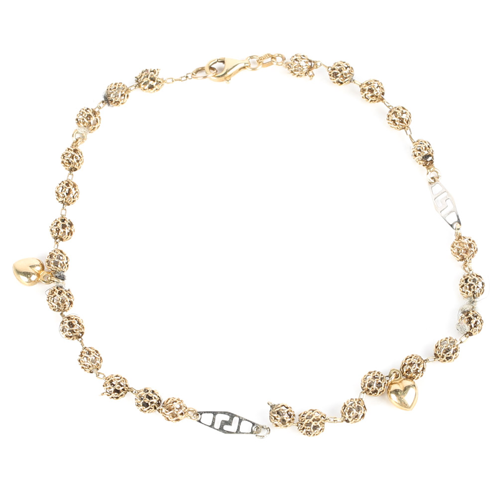 14K Yellow Gold Filigree Bead Chain