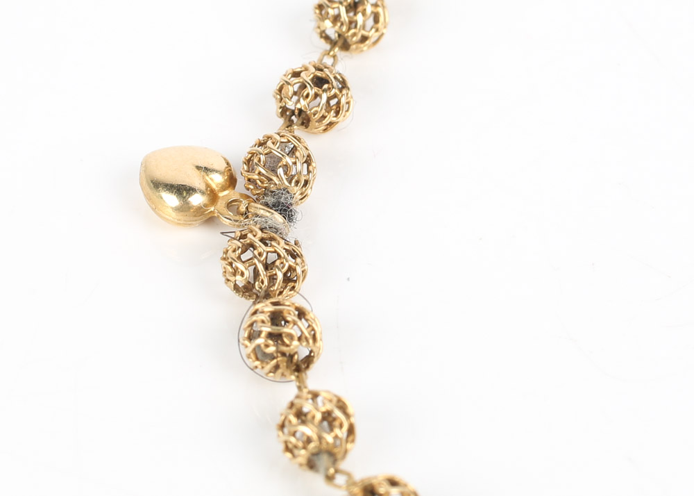 14K Yellow Gold Filigree Bead Chain