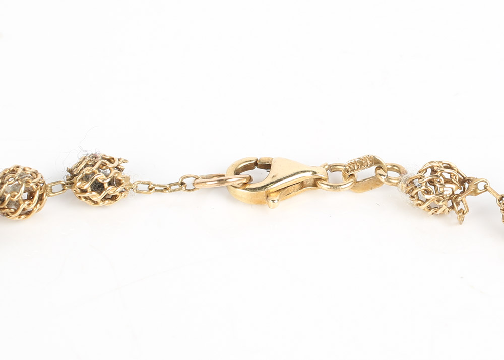 14K Yellow Gold Filigree Bead Chain