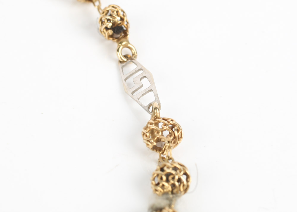 14K Yellow Gold Filigree Bead Chain