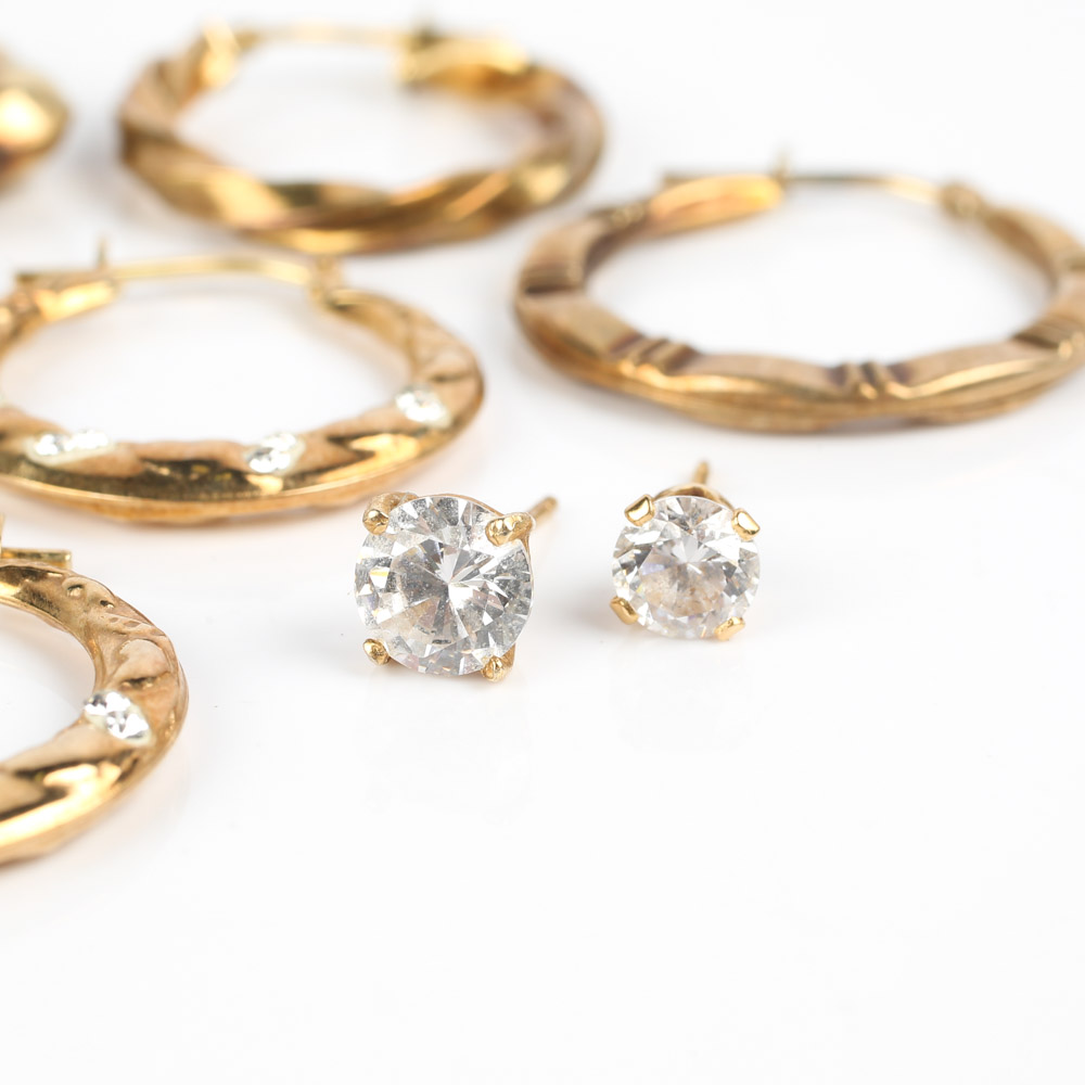 Sterling Silver with Gold Wash and Cubic Zirconia Earrings