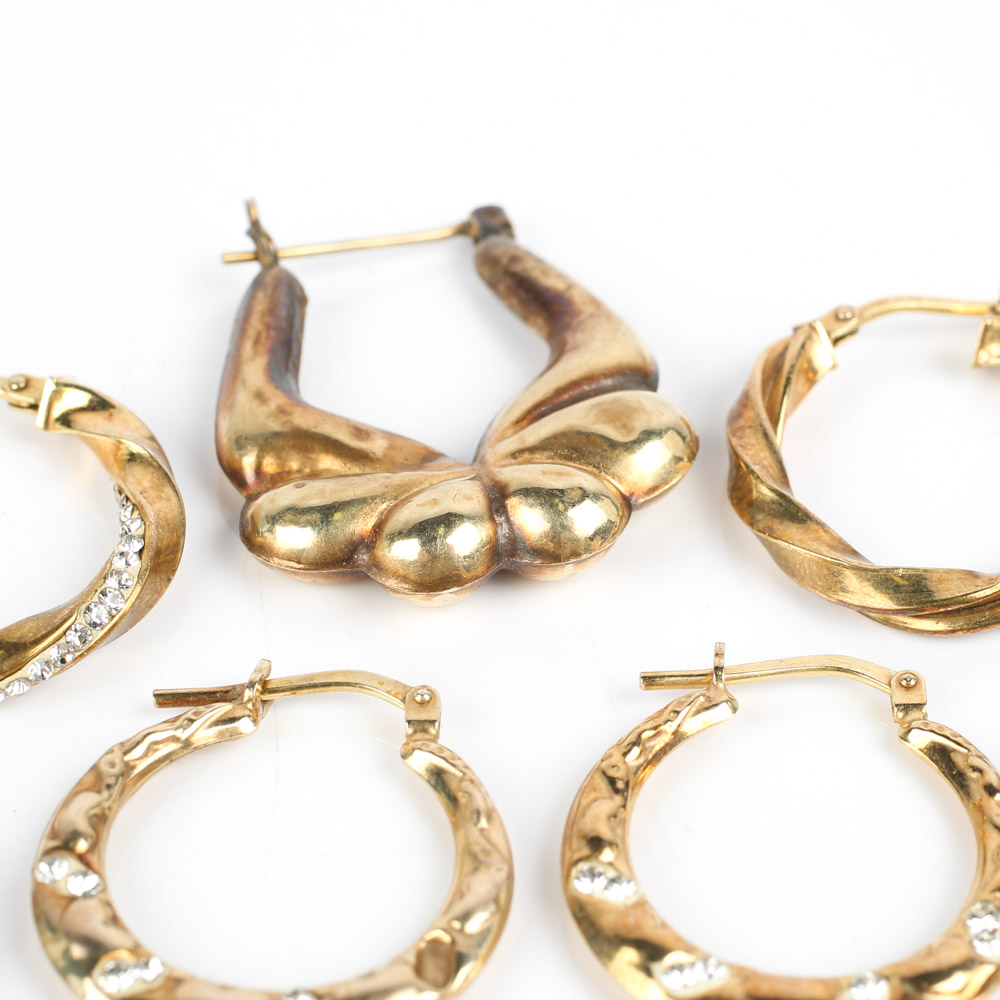 Sterling Silver with Gold Wash and Cubic Zirconia Earrings