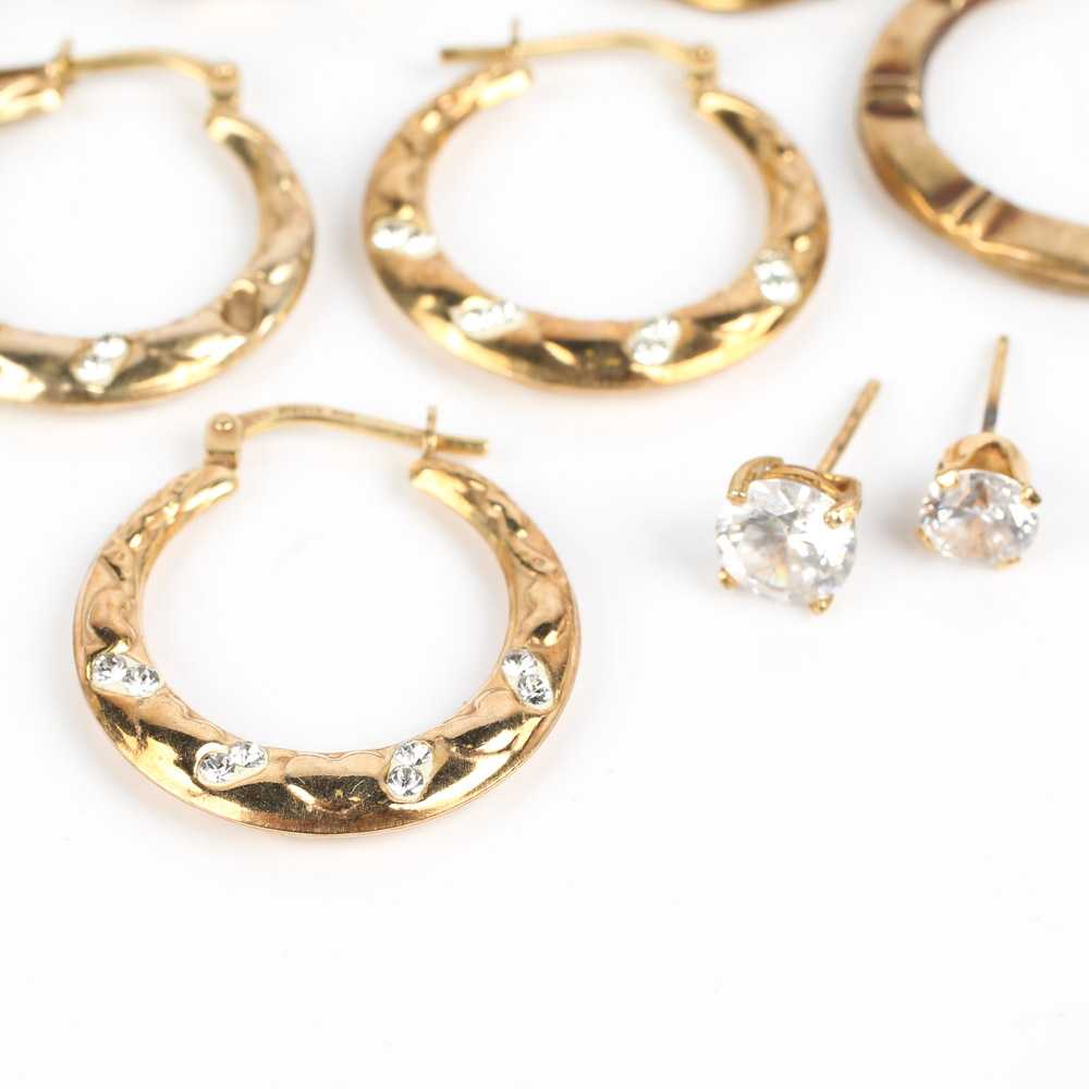 Sterling Silver with Gold Wash and Cubic Zirconia Earrings