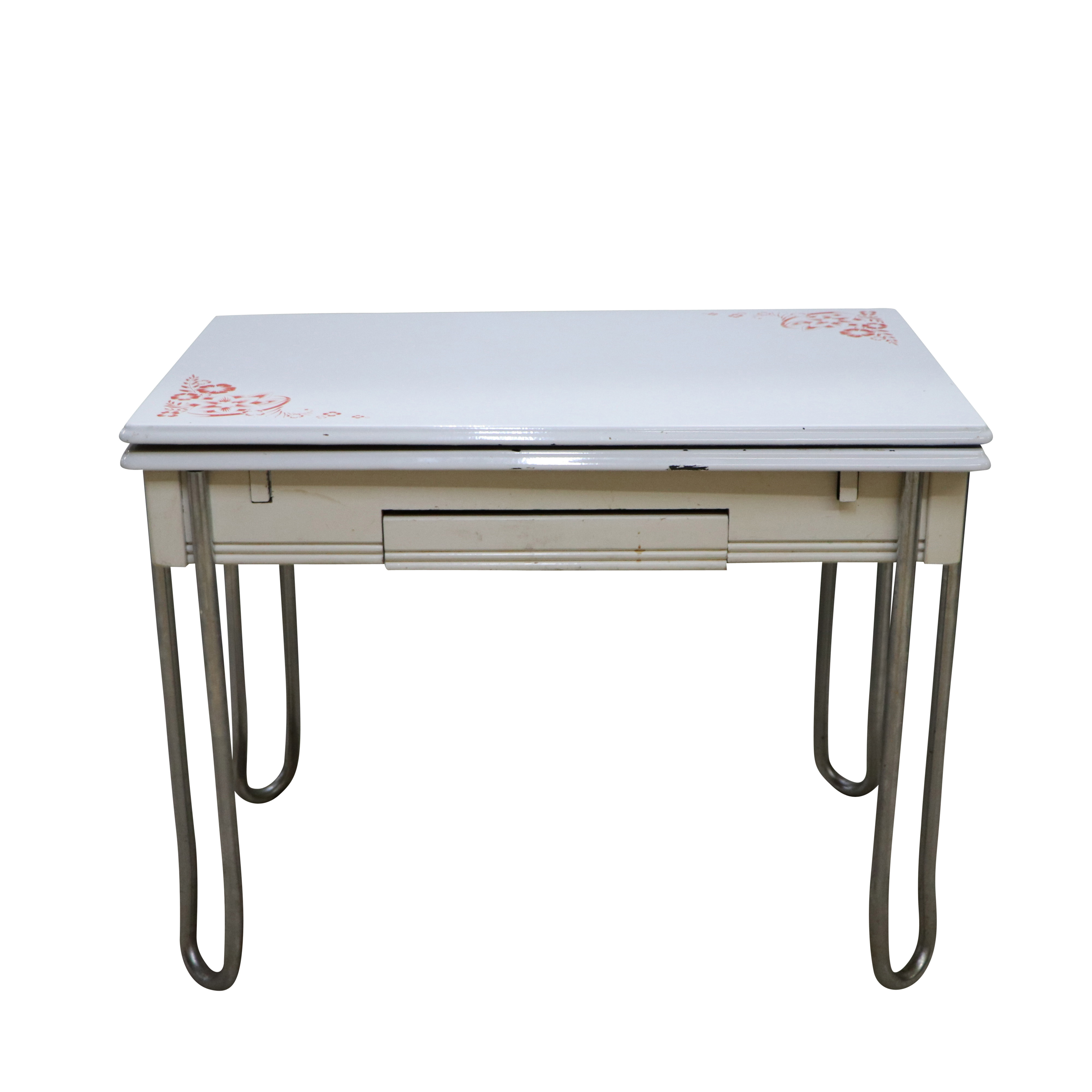 Vintage Tepco Enamel Draw-Leaf Kitchen Table