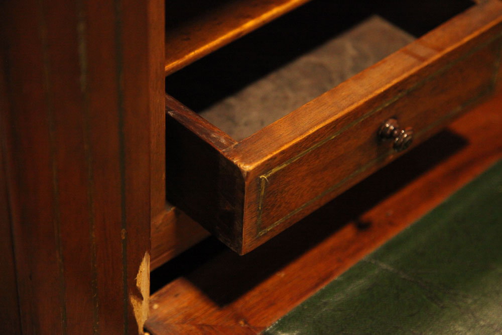 Antique Louis XVI Marquetry Secretaire Abattant with Marble Top