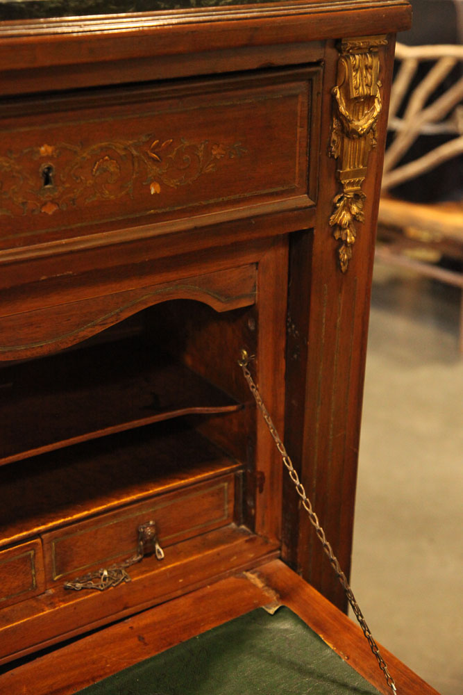 Antique Louis XVI Marquetry Secretaire Abattant with Marble Top